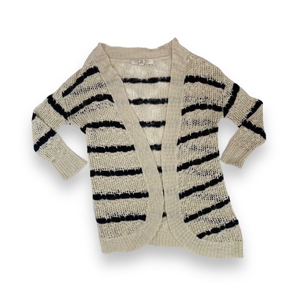 Pink Rose Crochet Striped Circle Cardigan Sz L